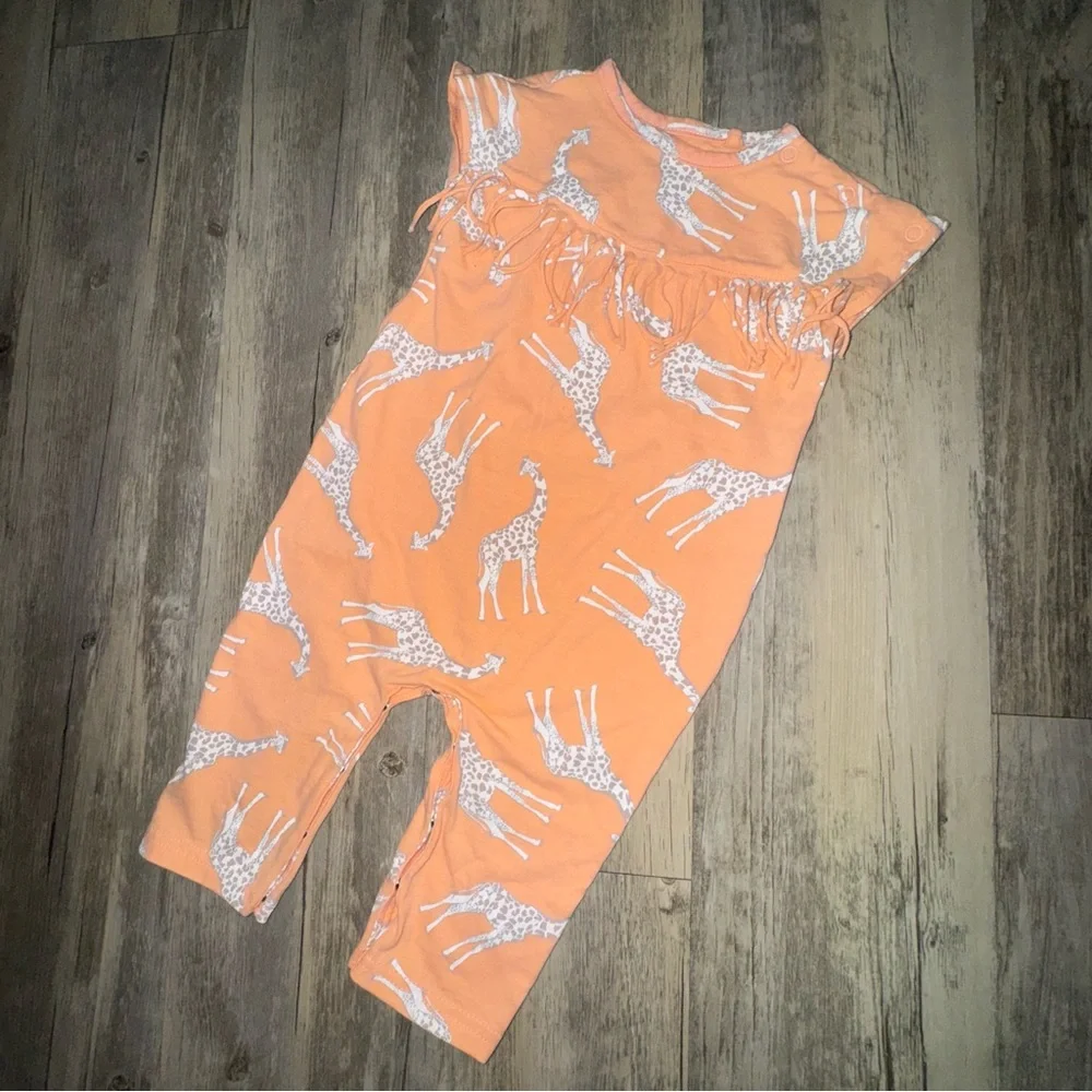 Jessica Simpson Orange Giraffe Print Romper